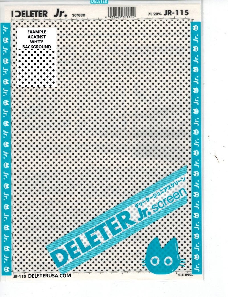 Deleter Screen Tone Jr JR-115 [Large Dot Pattern 7L/20%][Sheet Size 182x253mm (7.16"x9.96")] For Comic Manga Illustration Graphic Screentone - Image 1